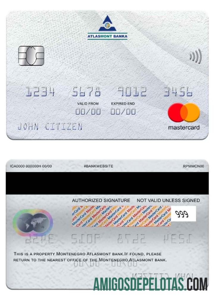 Montenegro Atlasmont Bank Mastercard template